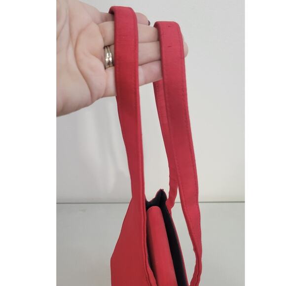 Kate Spade Red Handbag Small Double Straps Purse Satin Vintage Bag Snap Close - Picture 13 of 13